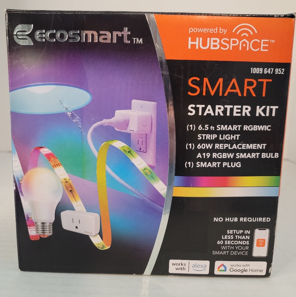 *BRAND NEW* - Ecosmart Smart Starter Kit (6.5'), A19 RGBW BULB, (1009 647 952)